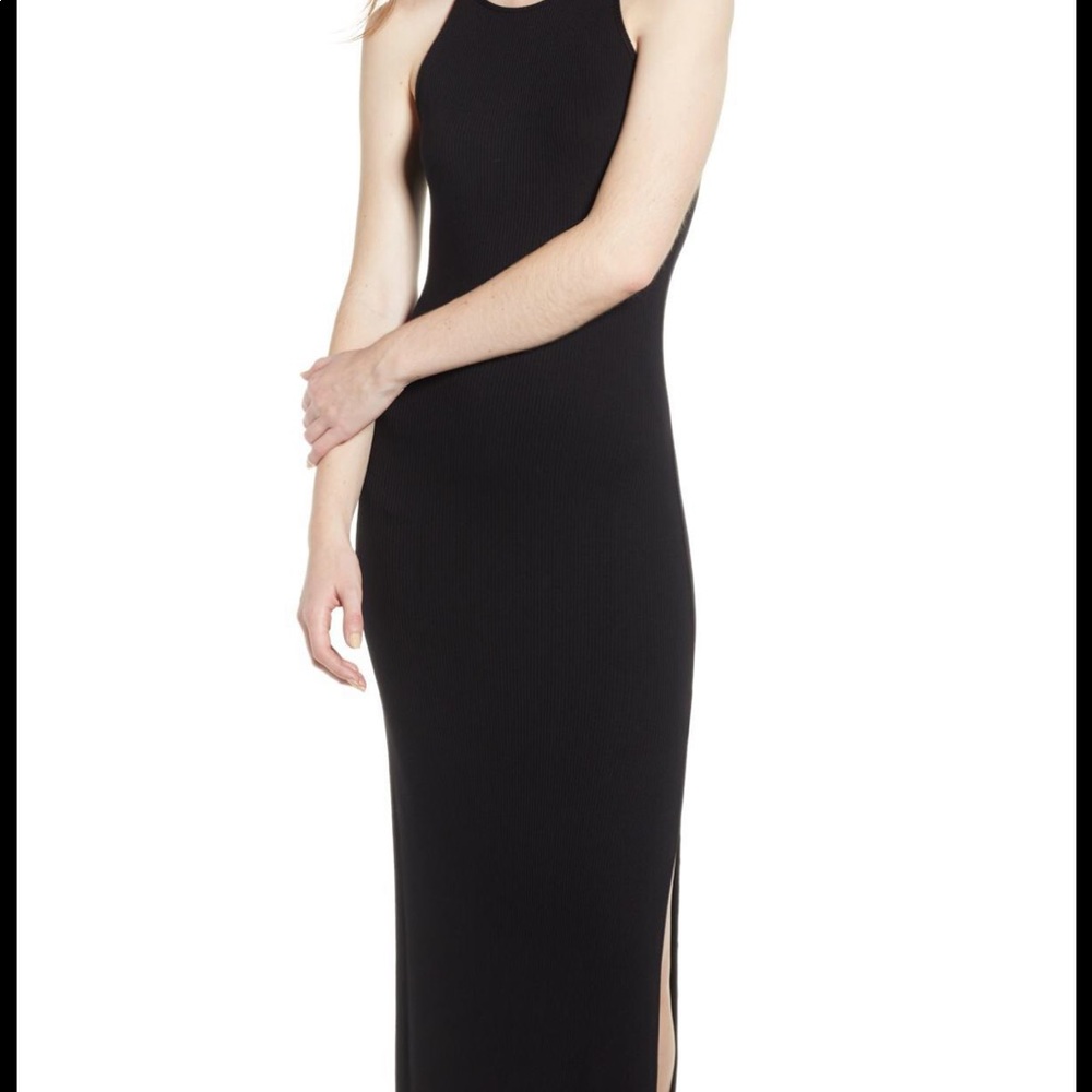 Soprano ribbed maxi dress in navy blue